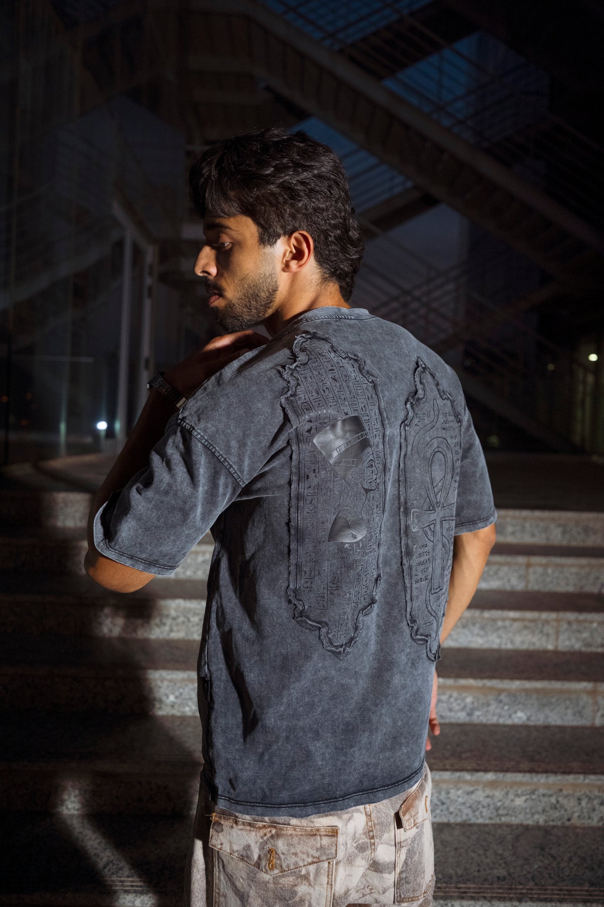 " Pharahos " Acid-Washed Oversized Tee