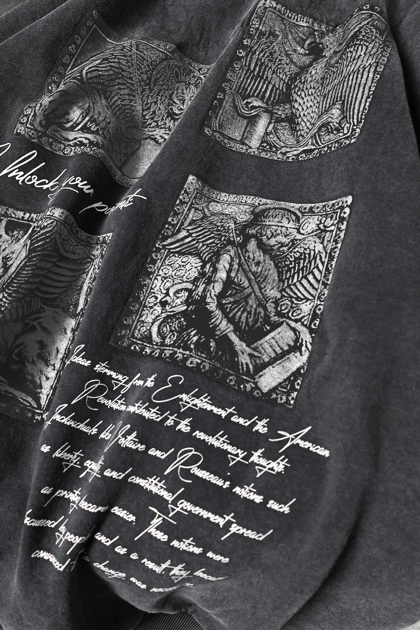 " Potential Unlocker " Acid-Washed Oversized Crew-Neck