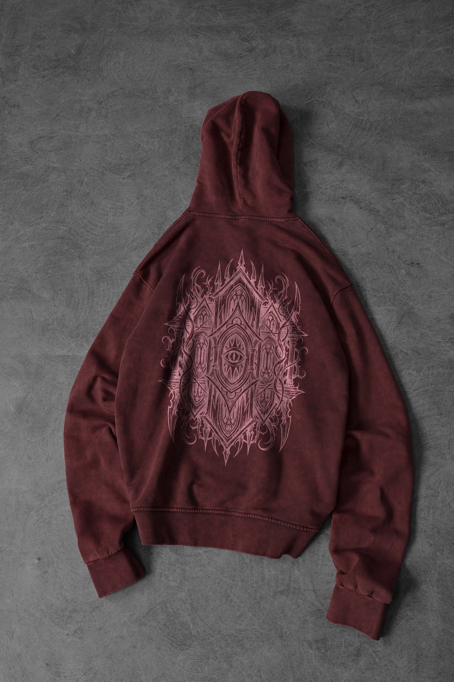 " The Mother House " Acid-Washed Hoodie - Red