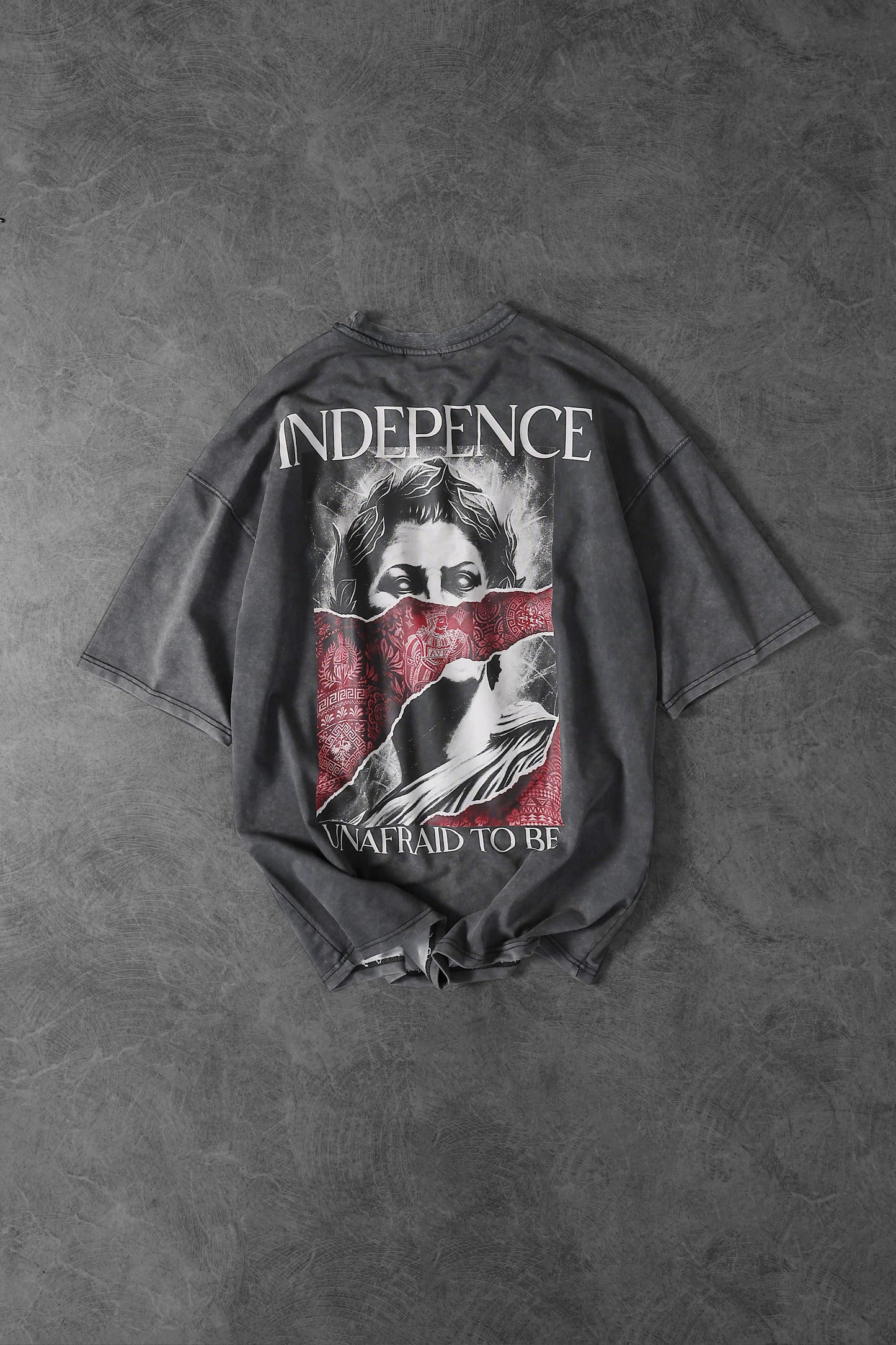 " INDEPENCE " Acid Washed Oversized Tee