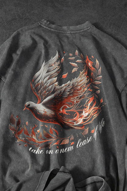 " Russian Phoenix " Acid-Washed Oversized Tee