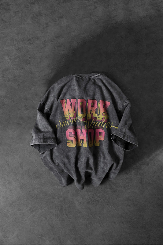 " 2000's Miami Workshop " Acid-washed Oversized tee