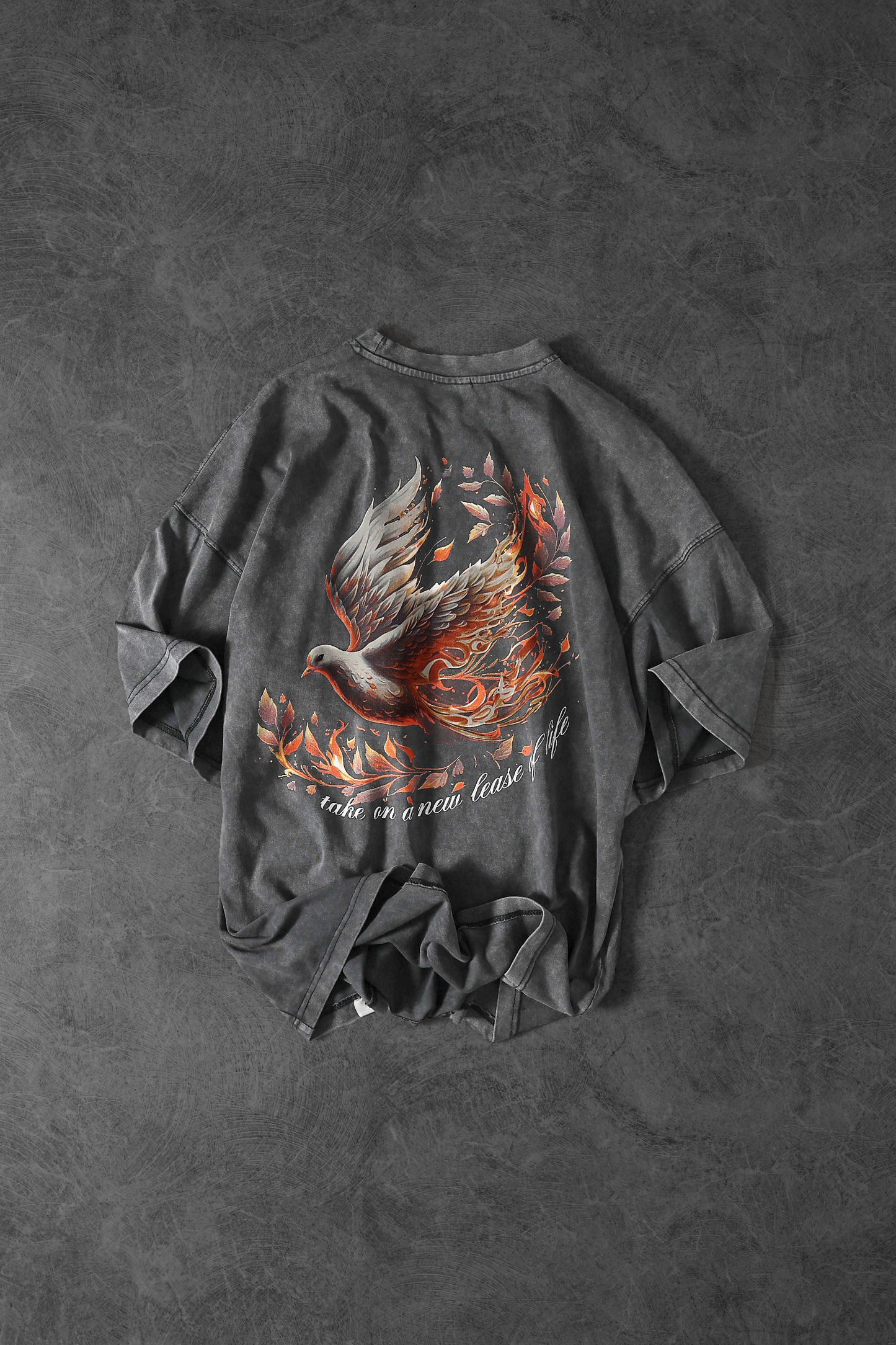 " Russian Phoenix " Acid-Washed Oversized Tee