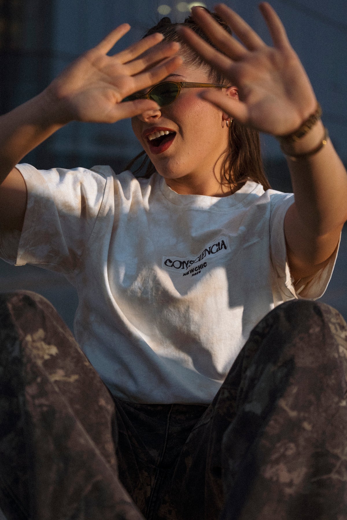 " Consciencia " Tie & Dye Oversized Tee - Cappuccino