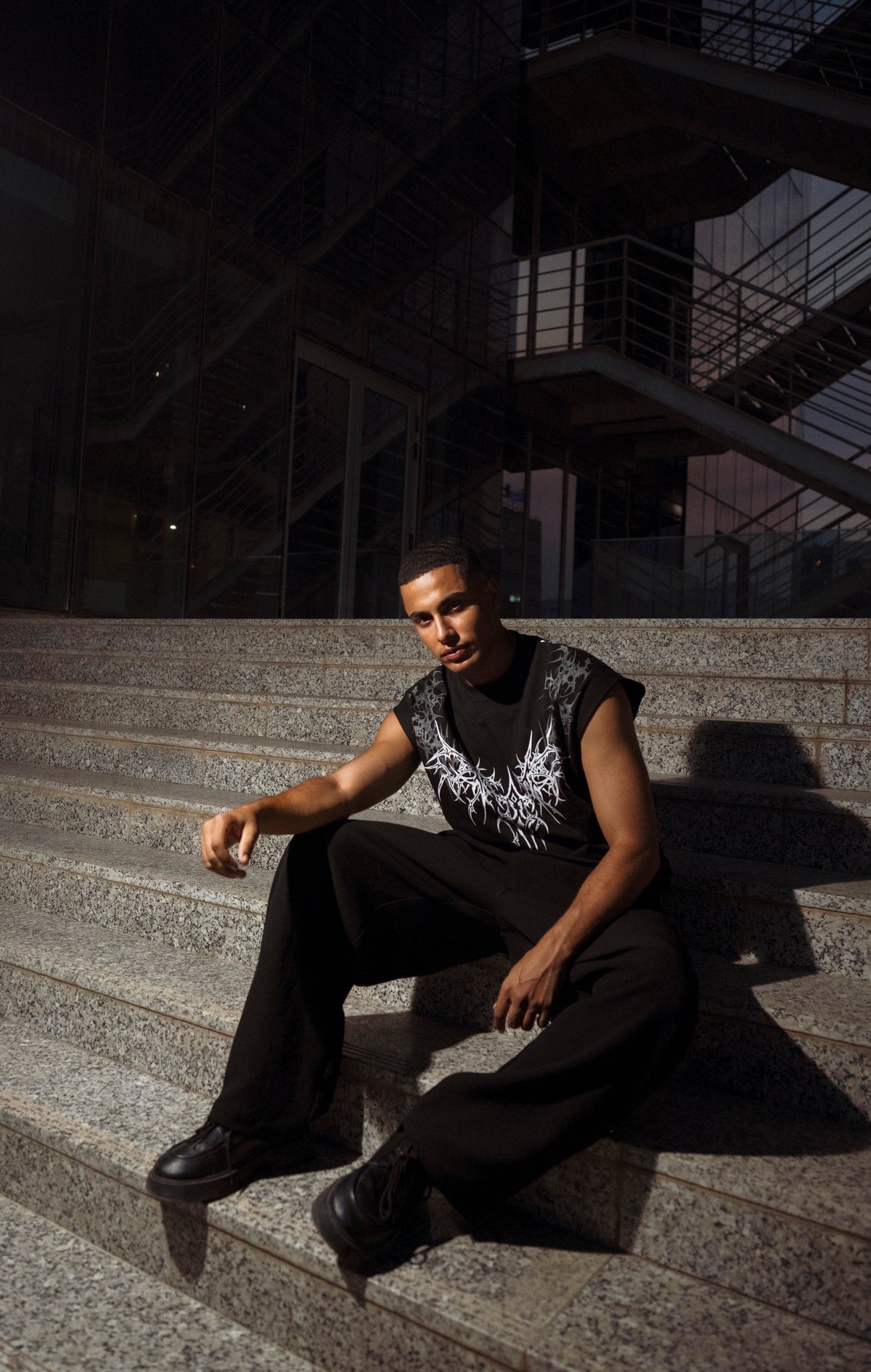 " Gothic Flashes " Sleeveless Oversized Tee