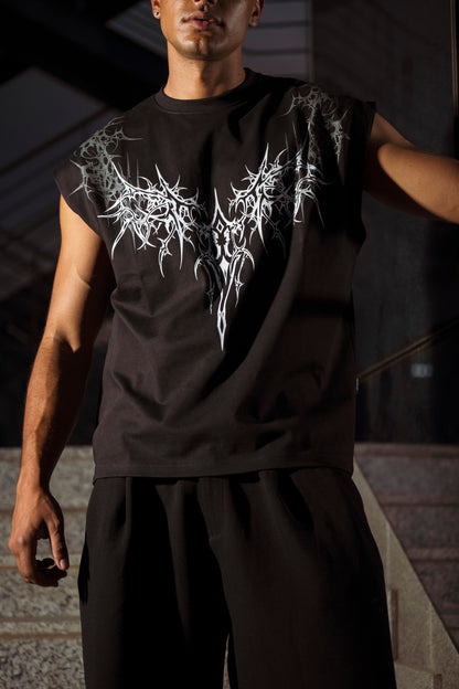 " Gothic Flashes " Sleeveless Oversized Tee