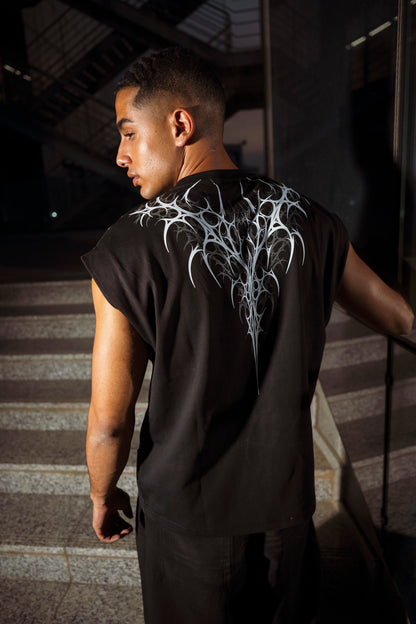 " Gothic Flashes " Sleeveless Oversized Tee