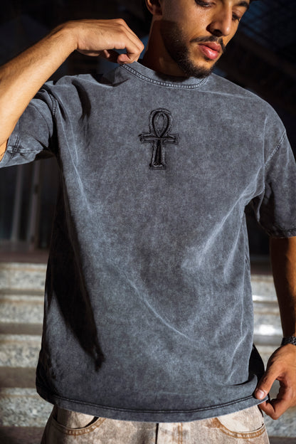 " Pharahos " Acid-Washed Oversized Tee