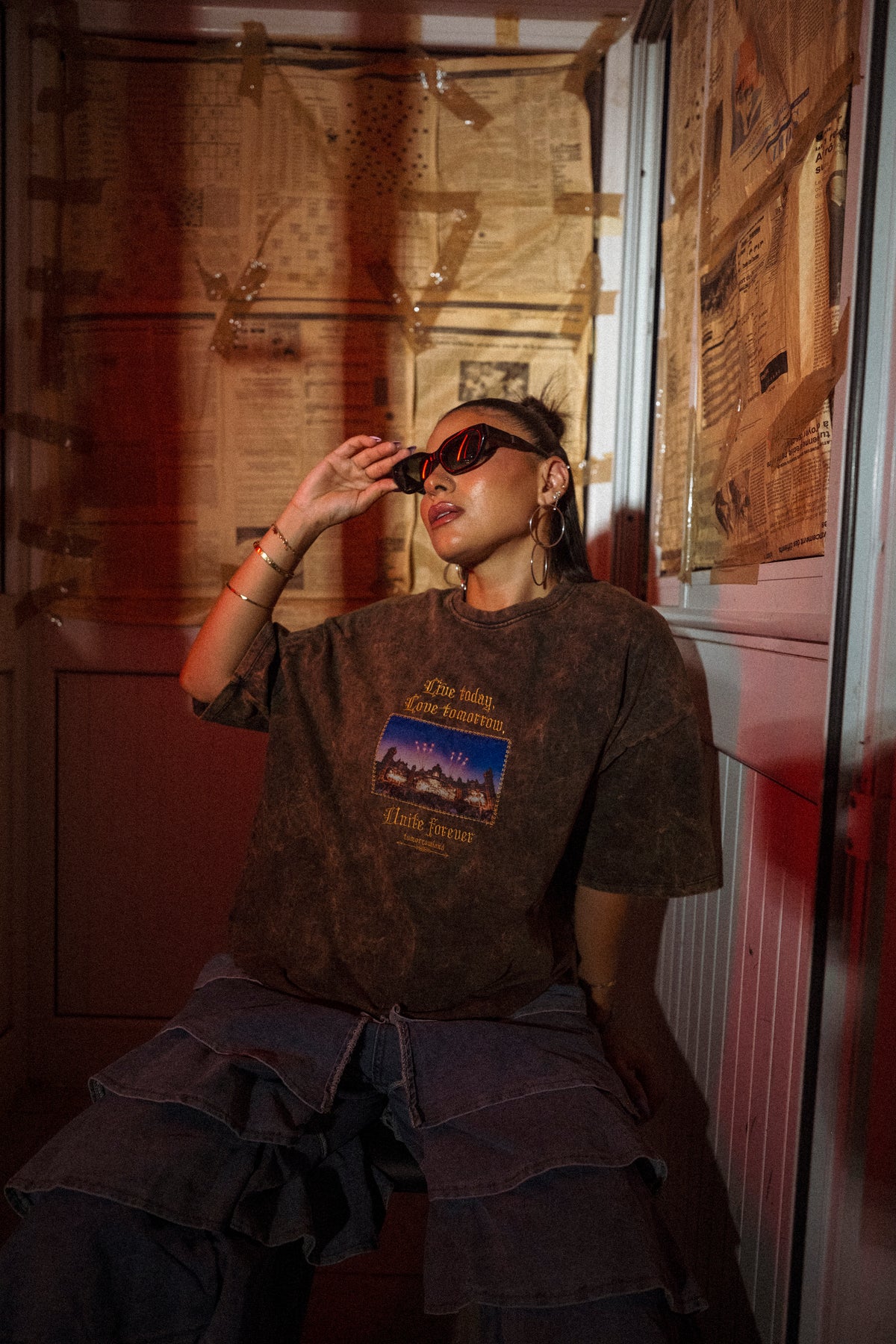 " Tomorrowland " UV-Washed Tee - Bronze