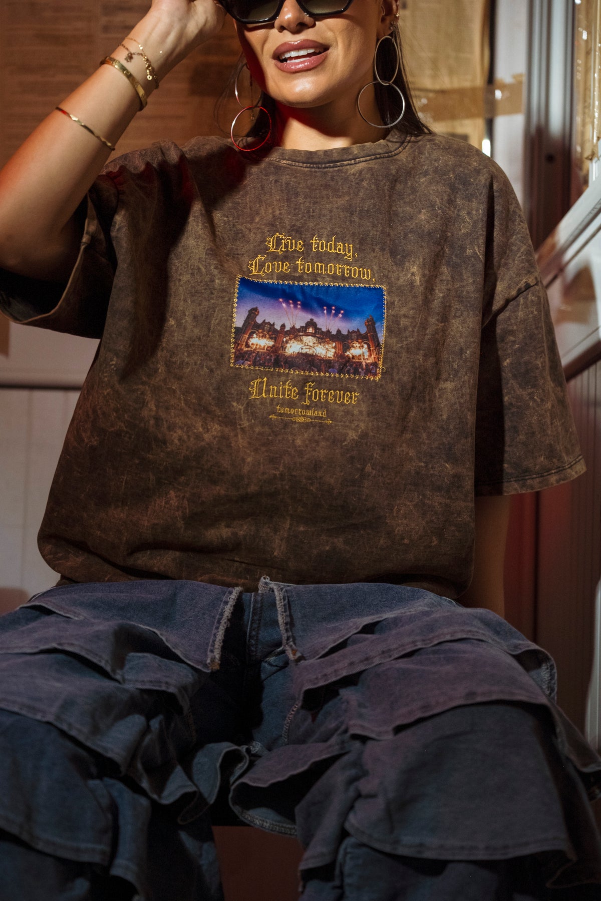 " Tomorrowland " UV-Washed Tee - Bronze