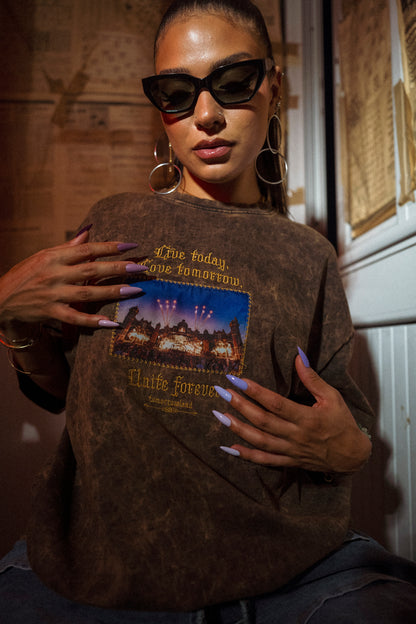 " Tomorrowland " UV-Washed Tee - Bronze