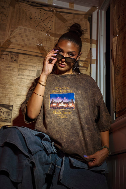" Tomorrowland " UV-Washed Tee - Bronze