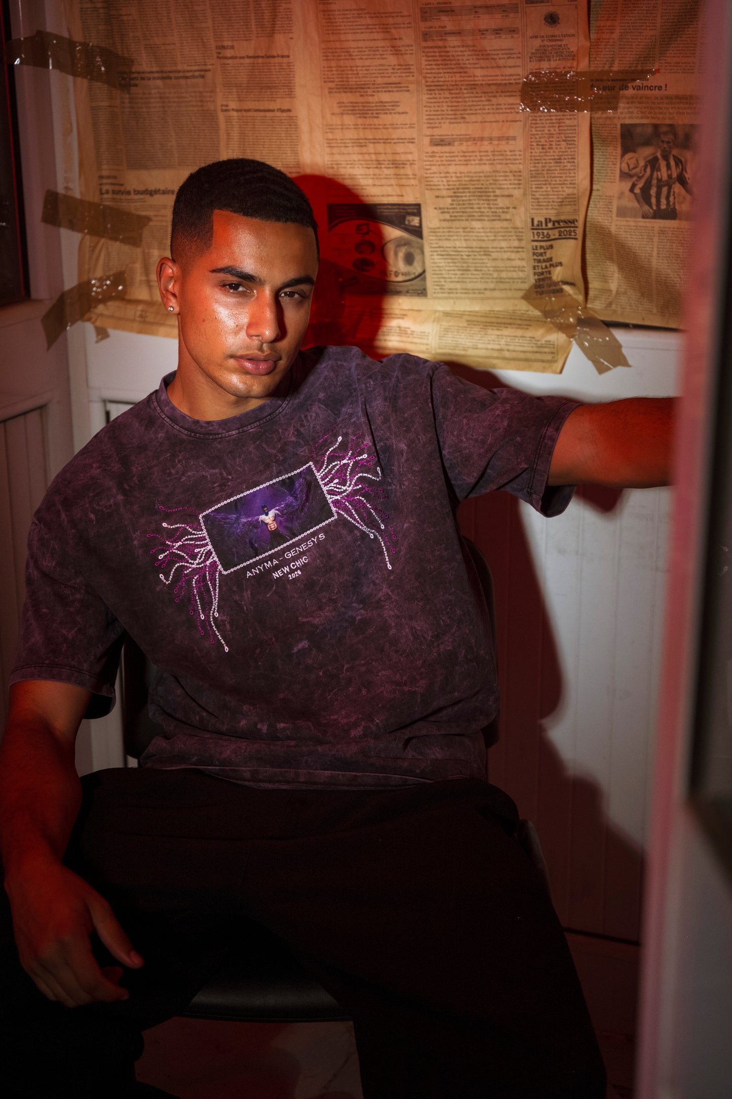 " Anyma - Genesys " UV-Wash Oversized Tee - Purple