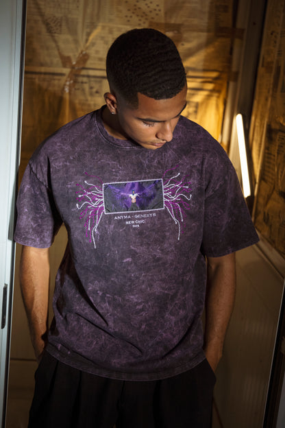 " Anyma - Genesys " UV-Wash Oversized Tee - Purple