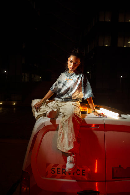 " See The Light " Tie & Dye Oversized Tee - Black