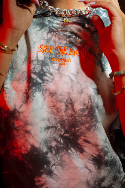 " See The Light " Tie & Dye Oversized Tee - Black