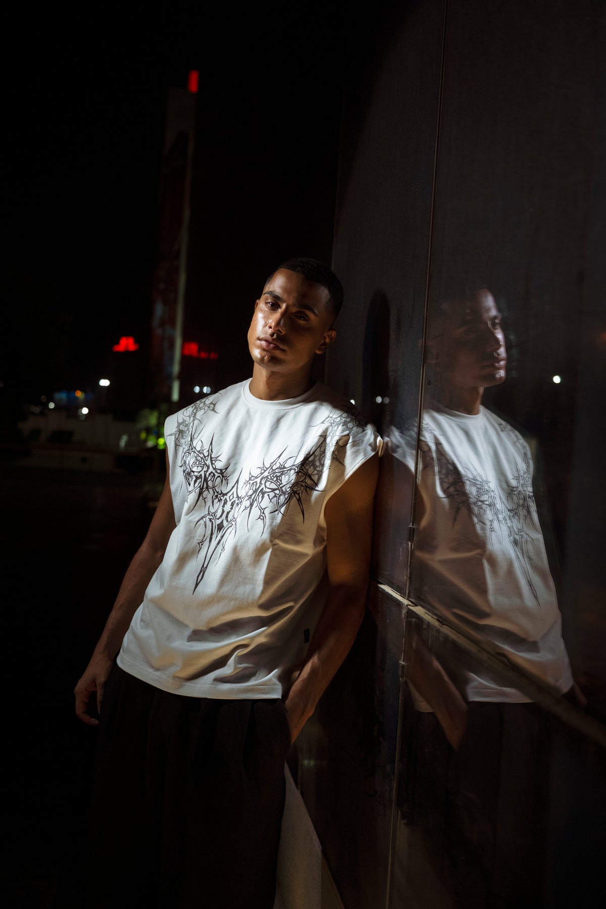 " Gothic Flashes " Sleeveless Oversized Tee