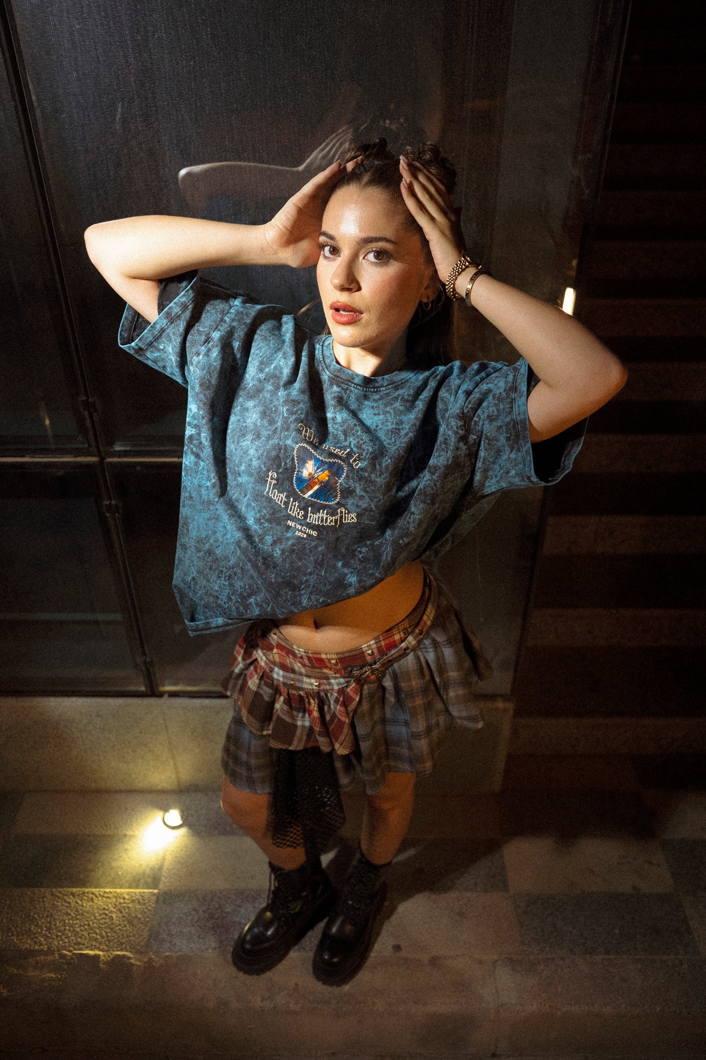 " ORBYZ Butterfly " UV-Wash Oversized Tee - Maldives Blue