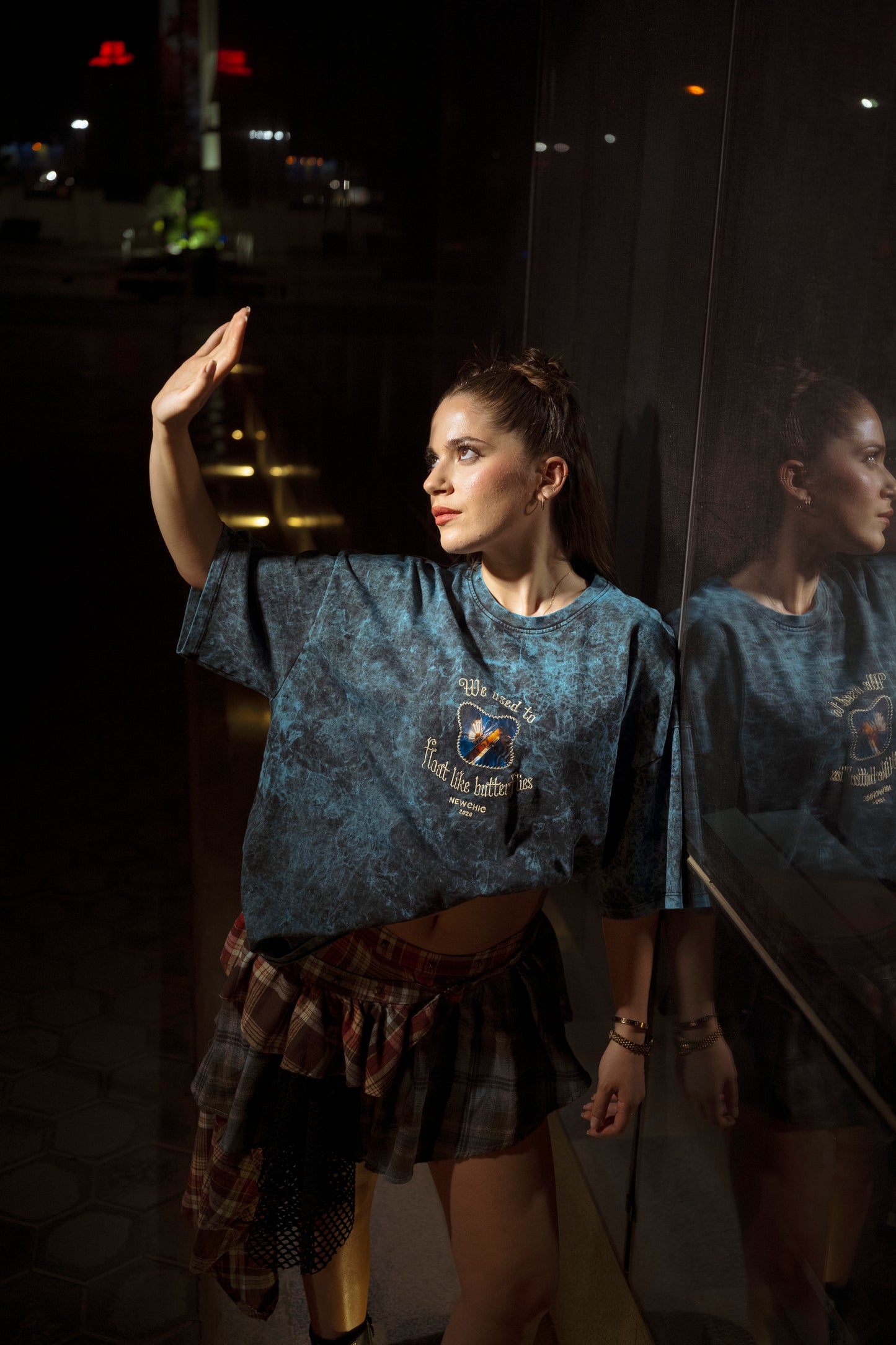 " ORBYZ Butterfly " UV-Wash Oversized Tee - Maldives Blue