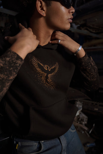 “Rising Phoenix” Acid-Printed Oversized Hoodie