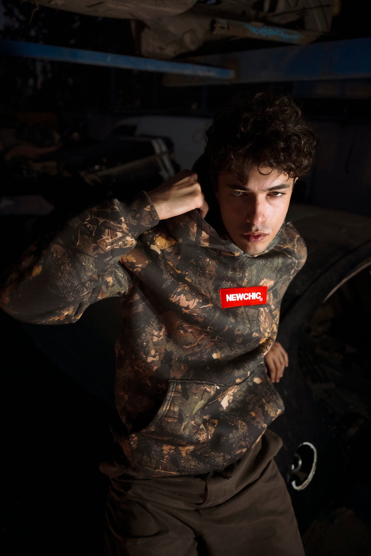 “American Forest Camo” DG-printed Oversized Hoodie - RED LOGO EDITION