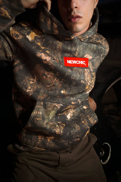 “American Forest Camo” DG-printed Oversized Hoodie - RED LOGO EDITION