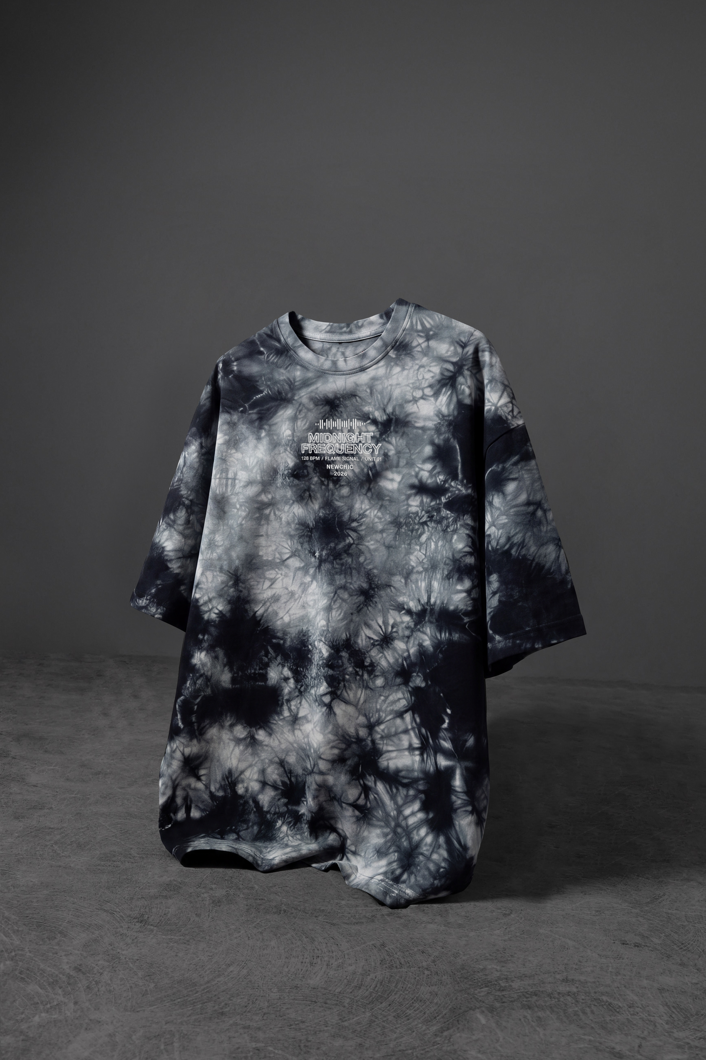 " Midnight Frequency " Tie & Dye Oversized Tee - Black