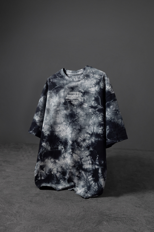 " Midnight Frequency " Tie & Dye Oversized Tee - Black