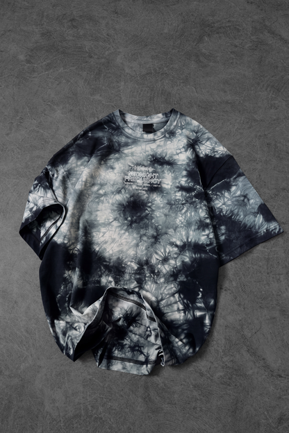 " Midnight Frequency " Tie & Dye Oversized Tee - Black