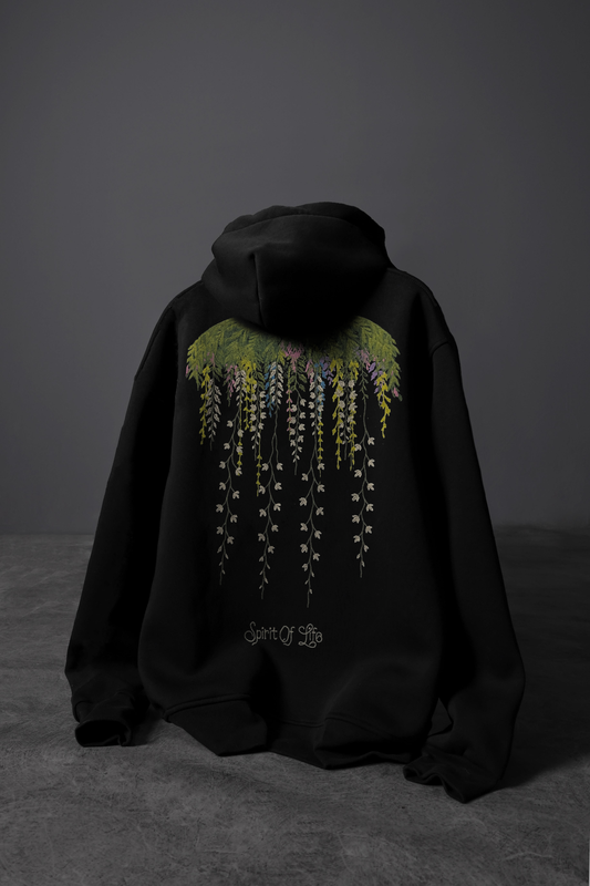 " Crystal Garden " Oversized Hoodie - Black