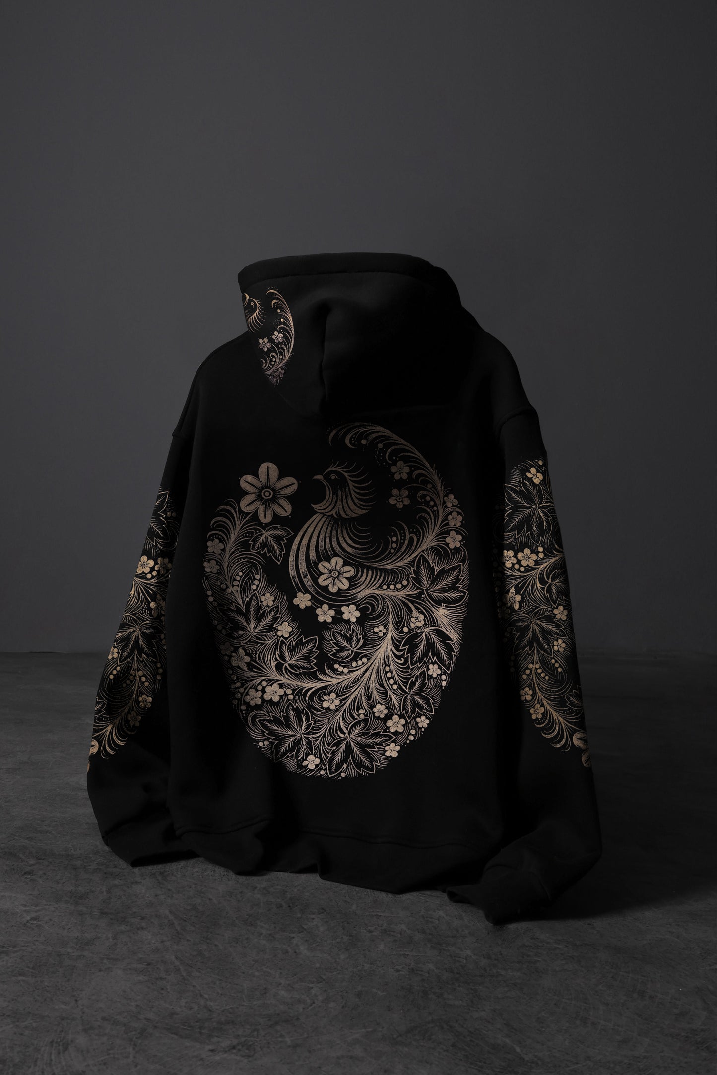 " Rose garden " Acid-Printed Oversized Hoodie