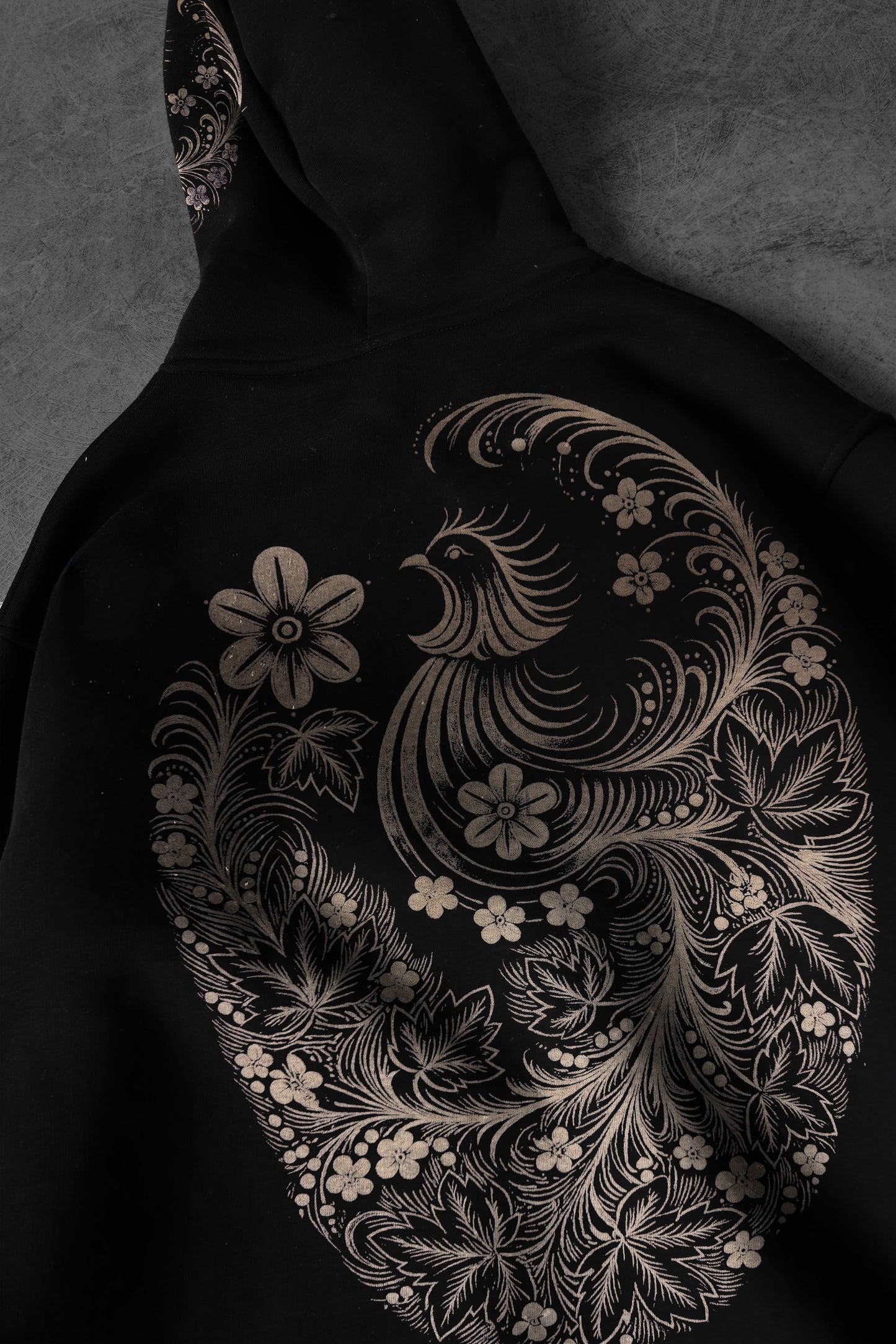 " Rose garden " Acid-Printed Oversized Hoodie