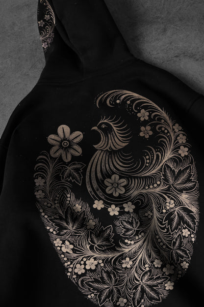 " Rose garden " Acid-Printed Oversized Hoodie
