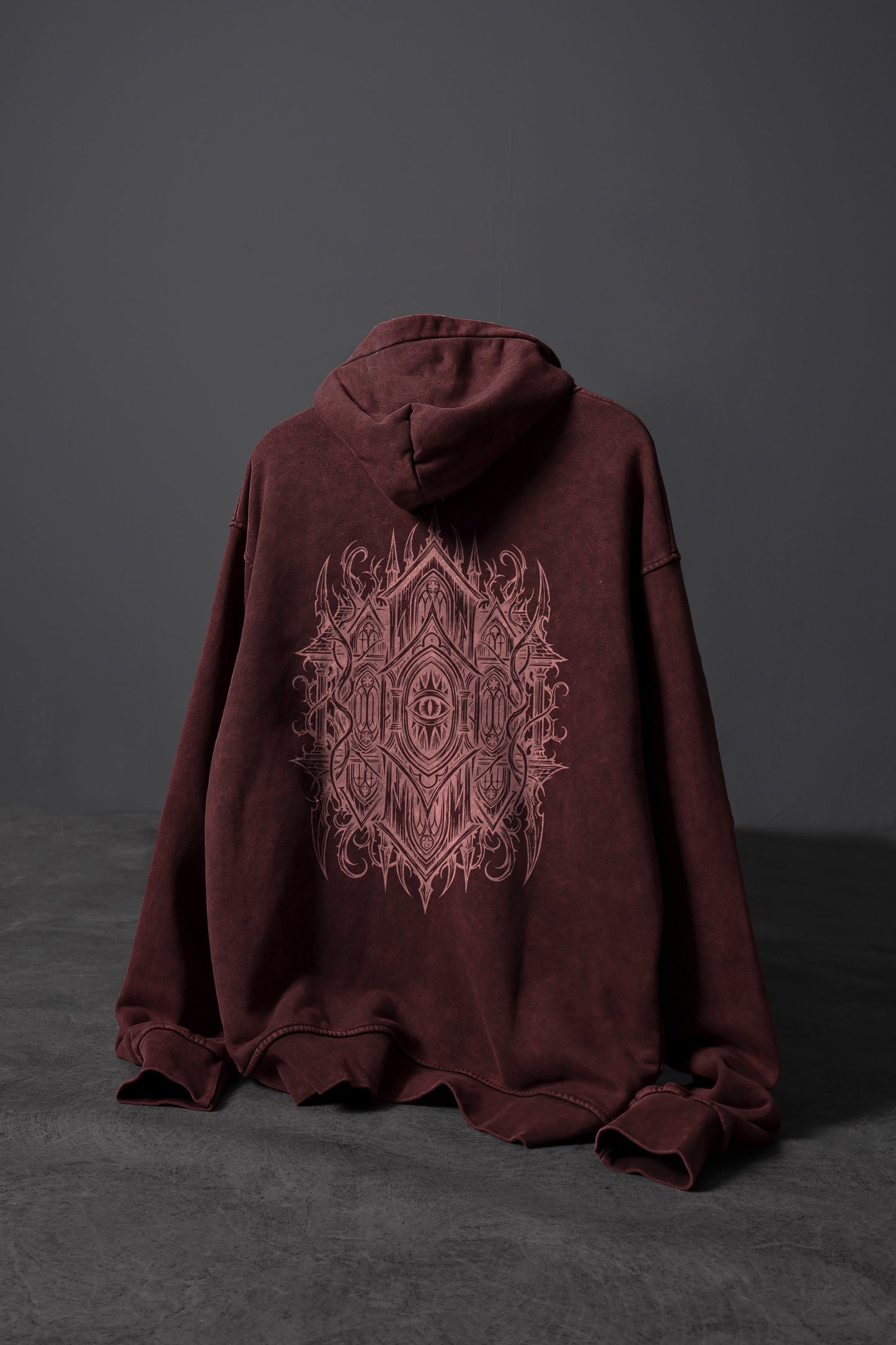 " The Mother House " Acid-Washed Hoodie - Red
