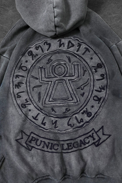 " Vintage Punic " Acid-washed Oversized Hoodie