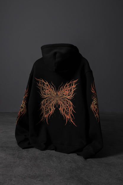 " The path finder Butterfly " Acid-Printed Oversized Hoodie