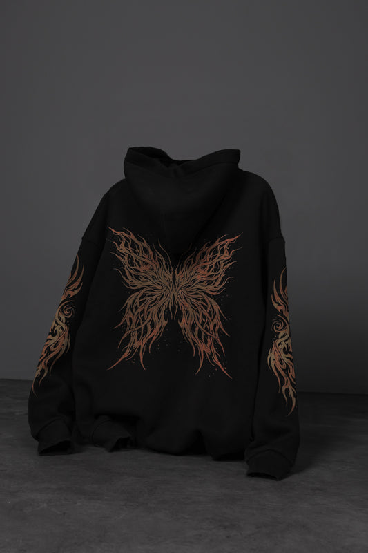 " The path finder Butterfly " Acid-Printed Oversized Hoodie