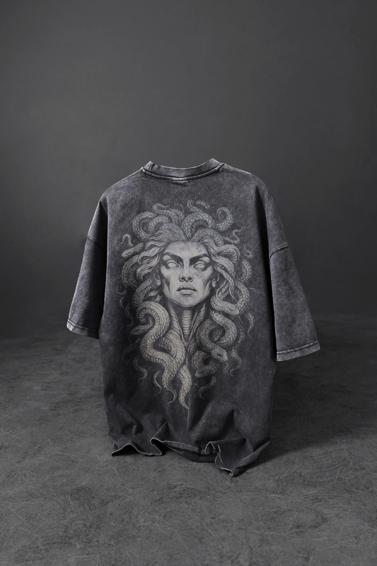 " Medusa " Acid-Washed Oversized Tee