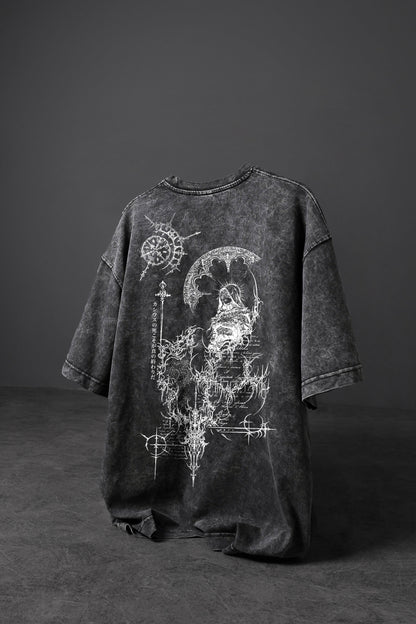" Eclipse Ritual " Acid-Washed Oversized Tee