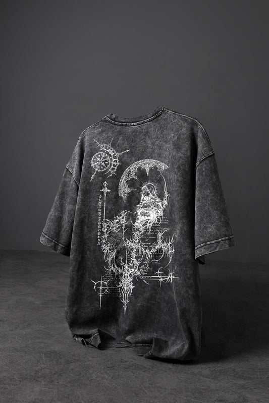 " Eclipse Ritual " Acid-Washed Oversized Tee