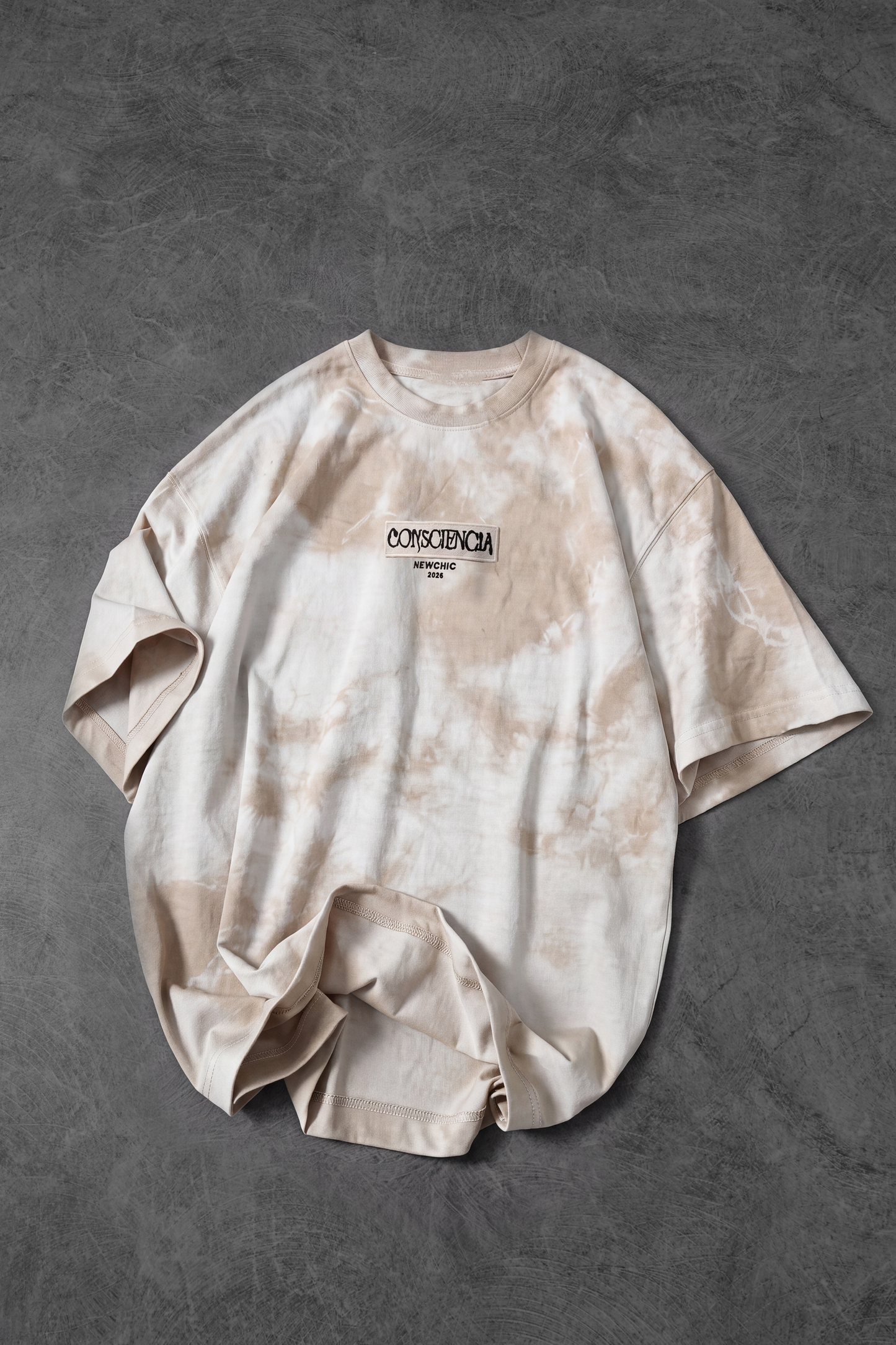 " Consciencia " Tie & Dye Oversized Tee - Cappuccino