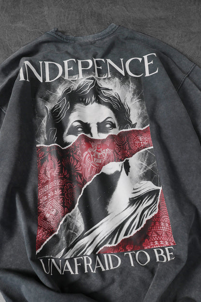 " INDEPENCE " Acid Washed Oversized Tee