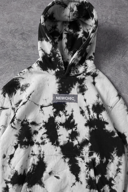 “Black Ink Storm” Tie & Dyed Oversized Hoodie