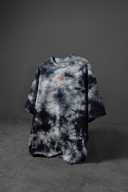 " See The Light " Tie & Dye Oversized Tee - Black