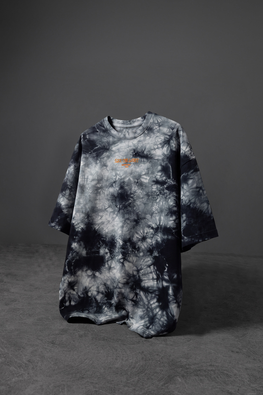 " See The Light " Tie & Dye Oversized Tee - Black