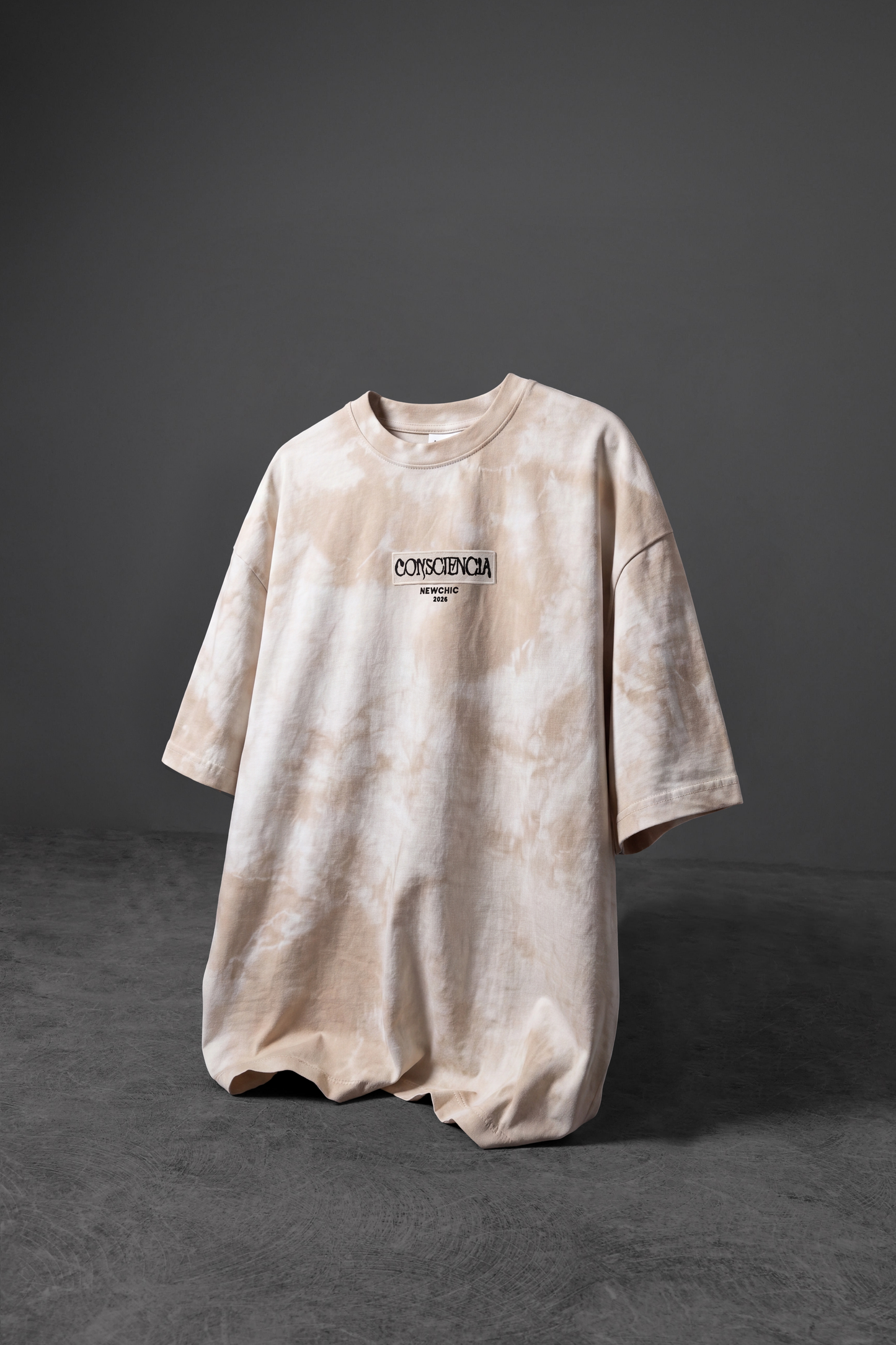 " Consciencia " Tie & Dye Oversized Tee - Cappuccino