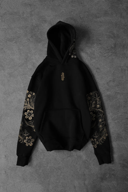 " Rose garden " Acid-Printed Oversized Hoodie