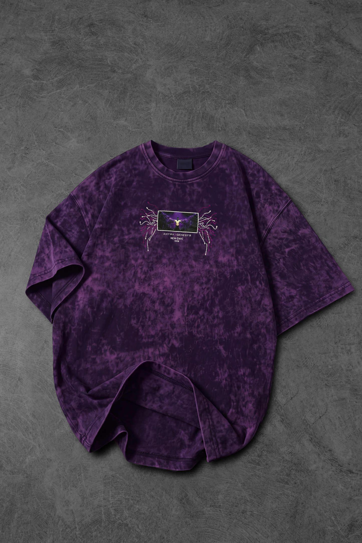 " Anyma - Genesys " UV-Wash Oversized Tee - Purple
