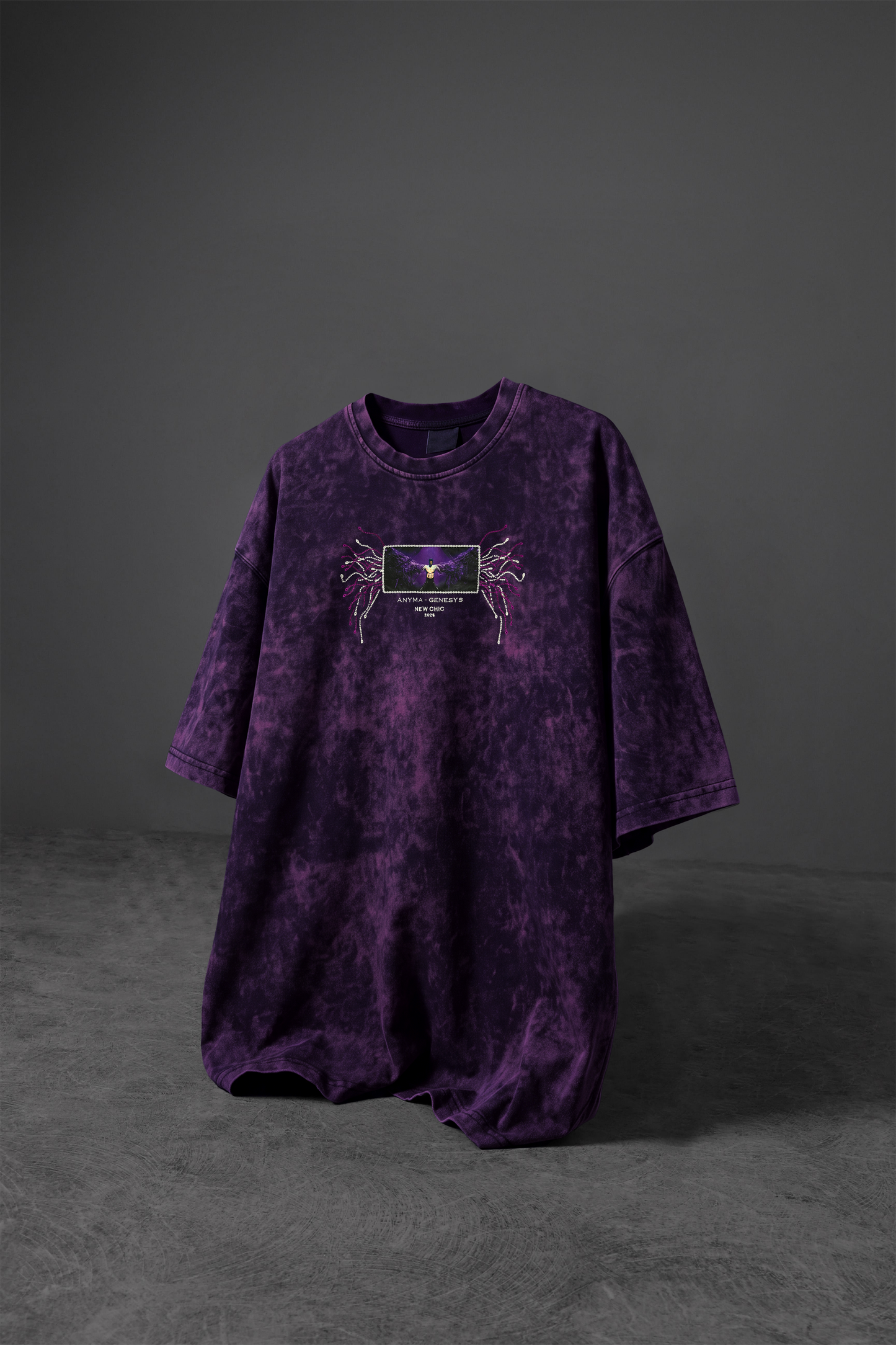 " Anyma - Genesys " UV-Wash Oversized Tee - Purple