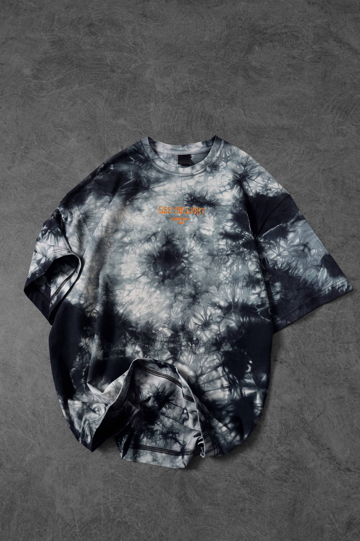 " See The Light " Tie & Dye Oversized Tee - Black